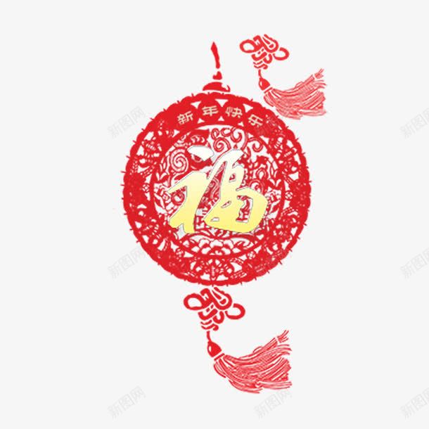 新年快乐装饰物png免抠素材_88icon https://88icon.com 中国结 圆形 简约 红色