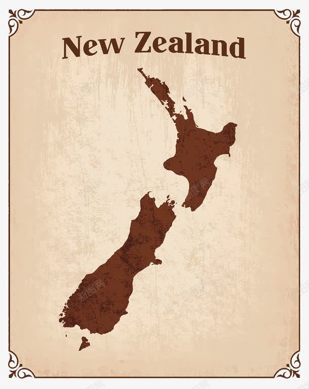 复古新西兰地图png免抠素材_88icon https://88icon.com 复古边框 大洋洲 新西兰地图 澳洲