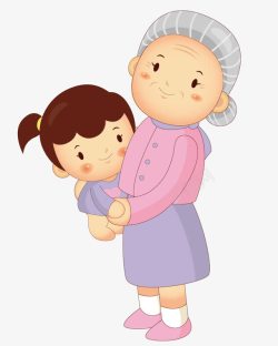 奶奶抱着孙女素材