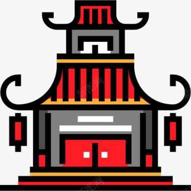 中国古风建筑中华寺图标图标