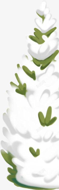 手绘圣诞节绿色植物装饰雪花素材