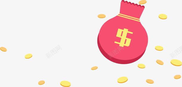 卡通扁平钱袋金币png免抠素材_88icon https://88icon.com 卡通 扁平 金币 钱袋