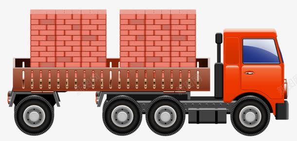 拉砖头的卡车png免抠素材_88icon https://88icon.com 卡车 开车 砖头 红色