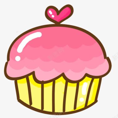 卡通粉色纸杯蛋糕图标图标