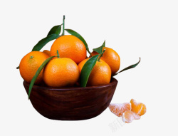 橘片一盆带叶子的橘子高清图片