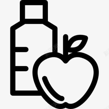 医药苹果和一瓶水图标图标