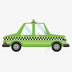 绿色卡通计程车扁平车矢量图素材