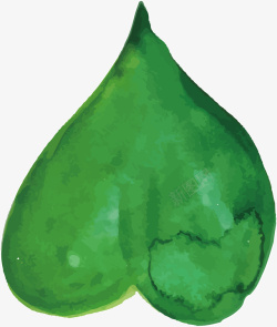 绿色水彩心形树叶矢量图素材