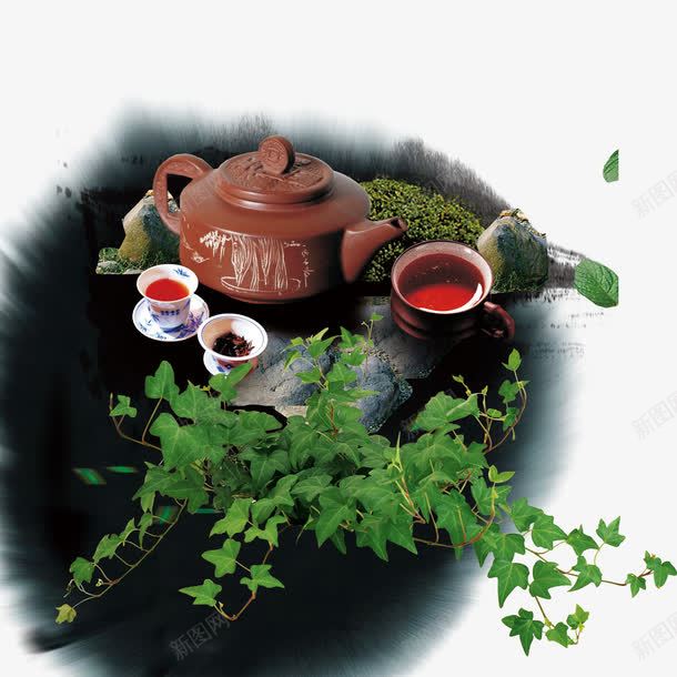 中国风古风茶文化水墨png免抠素材_88icon https://88icon.com 中国风 古风 水墨 绿叶 茶 茶文化