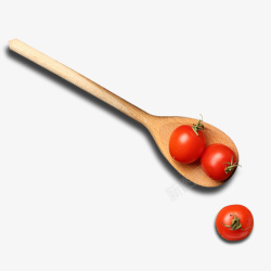 勺子上的西红柿素材
