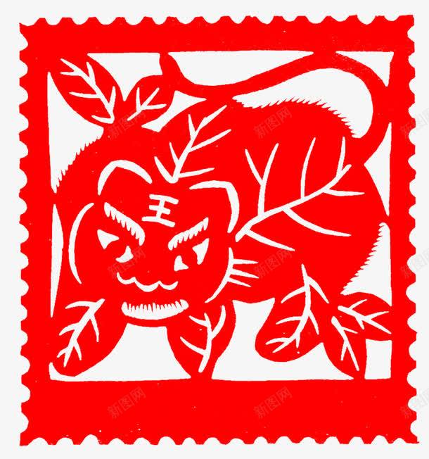 老虎窗花png免抠素材_88icon https://88icon.com 中国风 剪纸 窗花 红色 老虎 老虎窗花免抠