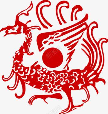 中国风红色龙纹图标图标
