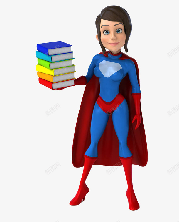 拿着书本的女超人png免抠素材_88icon https://88icon.com 书 书本 人物 卡通人物 女超人 学习 抱着书 抱着书的人 超人 超人妈妈 重叠