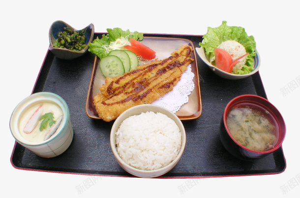 四菜一汤煎烤鳕鱼排套餐png免抠素材_88icon https://88icon.com 一碗汤 四菜一汤 套餐 煎烤鳕鱼排 米粉 蔬菜 蛋羹 青菜 鳕鱼排
