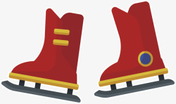 可爱红色冬季滑冰鞋矢量图素材