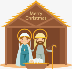 圣诞节之夜耶稣诞生矢量图素材