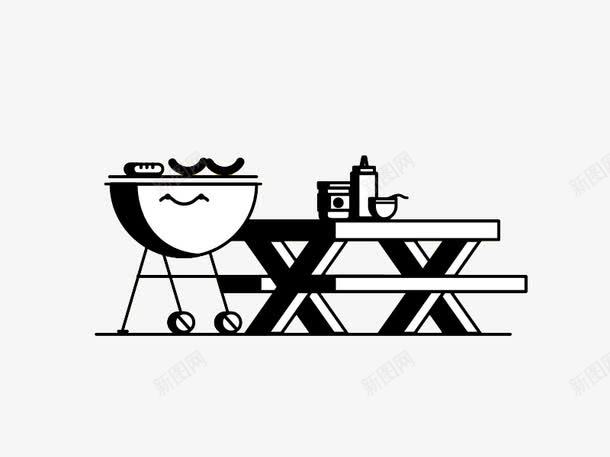 卡通黑白bbq料理台png免抠素材_88icon https://88icon.com bbq 做饭 料理 烧烤 食物