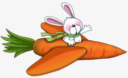 卡通骑着胡萝卜飞机的小白兔素材