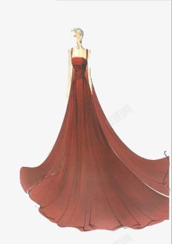 手绘礼服婚纱模特插画素材