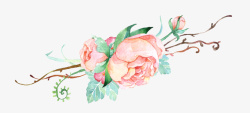 粉色小清新花朵树枝装饰图案素材