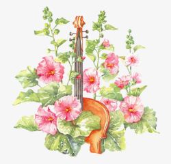 花中大提琴素材
