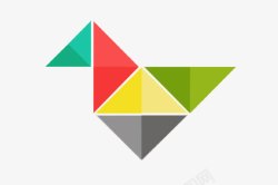 彩色三角形组成的小鸟图案素材
