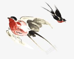 水墨中国风燕子装饰图案素材