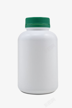 白色瓶身绿色盖子的塑料瓶罐实物素材