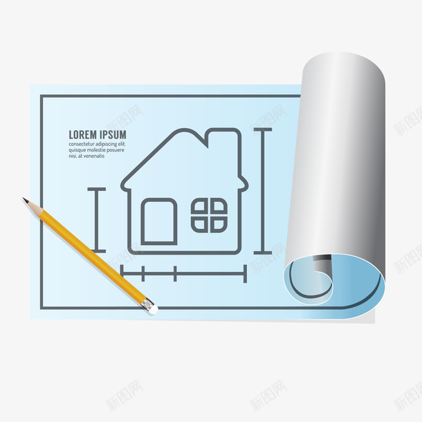 灰蓝色展开的建筑图纸矢量图ai免抠素材_88icon https://88icon.com 卡通 图纸 建筑 建筑图纸 灰色 蓝色 铅笔 矢量图