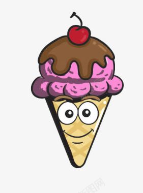 卡通锥奶油表情符号冰蛋卷冰淇凌图标图标