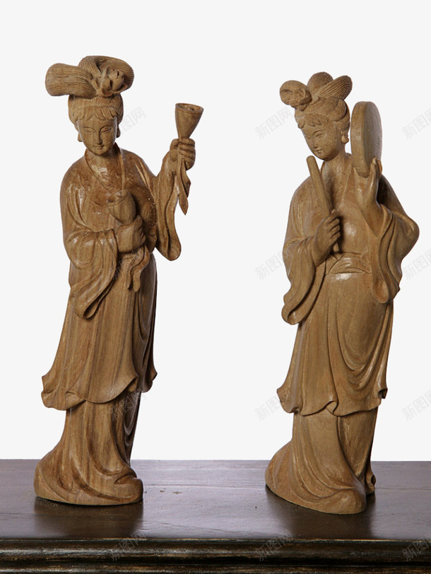 两个古典仕女木雕png免抠素材_88icon https://88icon.com 古典雕刻 工艺品 木雕仕女 木雕图案