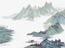 手绘中国风山峰装饰素材