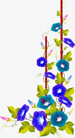 娓呮柊锲炬蓝色清新树藤装饰图案高清图片