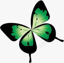 创意绿色质感飞舞的蝴蝶素材