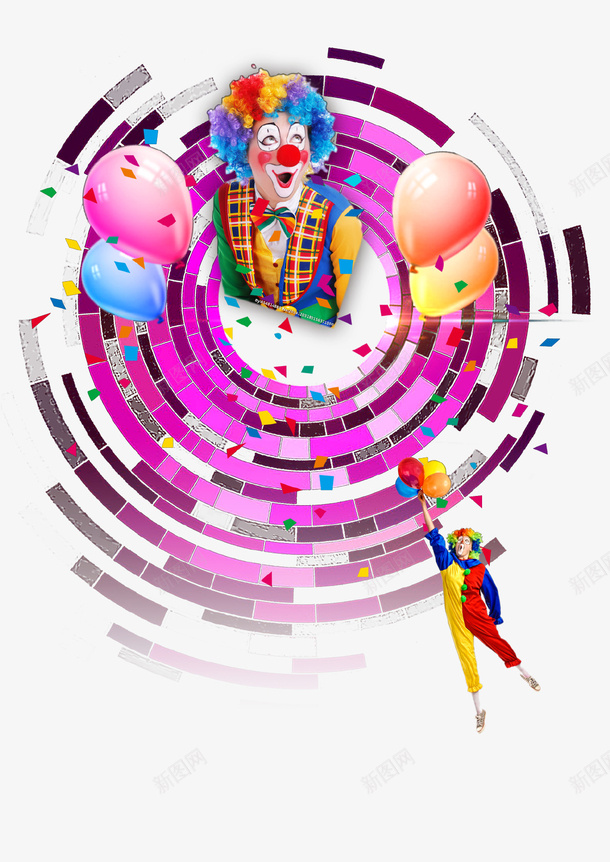 创意愚人节气球小丑紫色背景png免抠素材_88icon https://88icon.com 圆形 小丑 愚人节 气球 海报 狂欢 紫色背景 节日