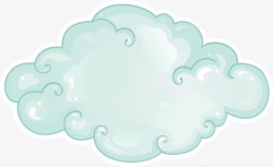 卡通绿色白边云朵七夕情人节素材
