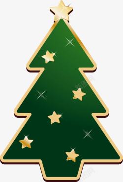 绿色星星金边圣诞树素材