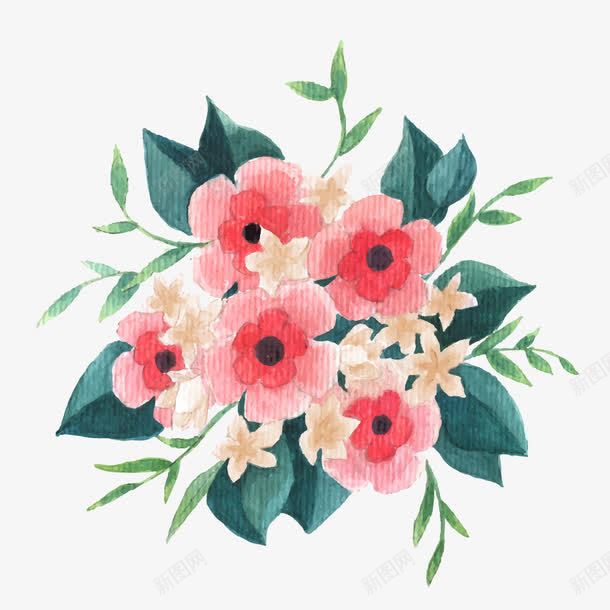 粉色水彩绘花束png免抠素材_88icon https://88icon.com 植物元素 水彩画 红色 鲜花