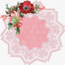 粉色浮雕大红花朵装饰板素材
