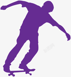 紫色扁平滑板少年素材
