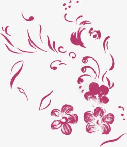 中秋节紫红色水彩花朵素材