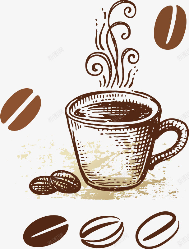 咖啡豆咖啡杯png免抠素材_88icon https://88icon.com 咖啡 咖啡豆 饮料