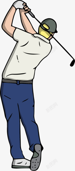 卡通高尔夫运动人物插画素材