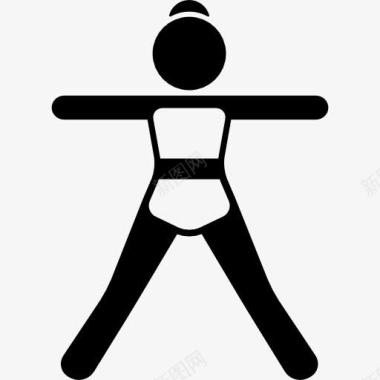 运动人物女人伸展的胳膊和腿图标图标
