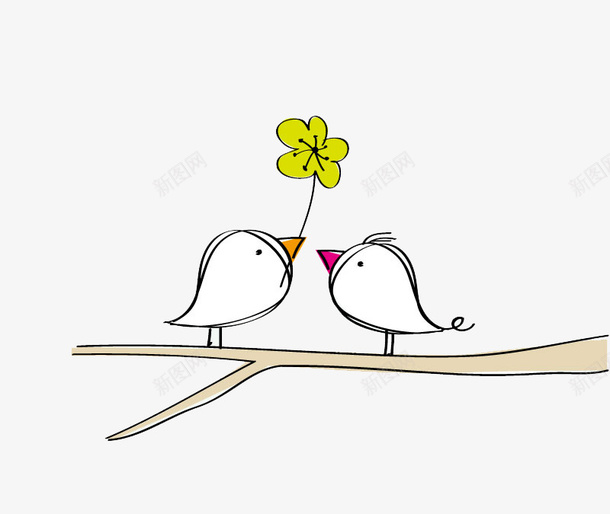 两只小鸟鲜花背景png免抠素材_88icon https://88icon.com 两只小鸟 可爱 背景 鲜花