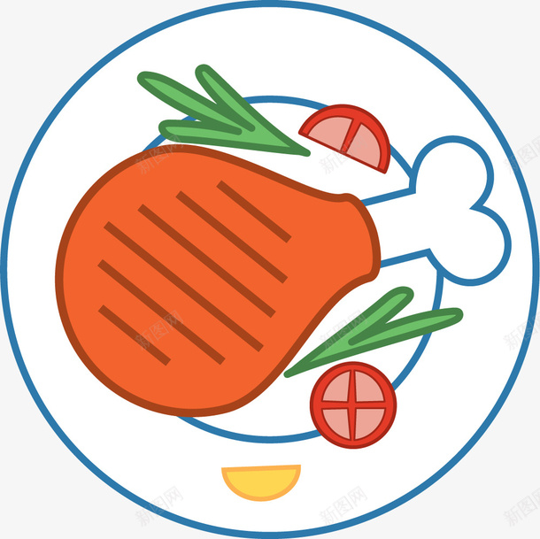 鸡排熟食矢量图eps免抠素材_88icon https://88icon.com 卡通 卡通熟食 卡通食物 烘培熟食 熟食 鸡排 矢量图