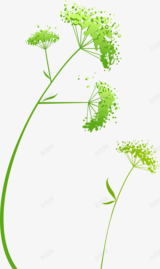 手绘绿色花朵png免抠素材_88icon https://88icon.com 免抠PNG 唯美 小清新 手绘 枝条 绿色 花朵