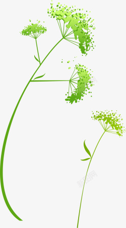 手绘绿色花朵素材