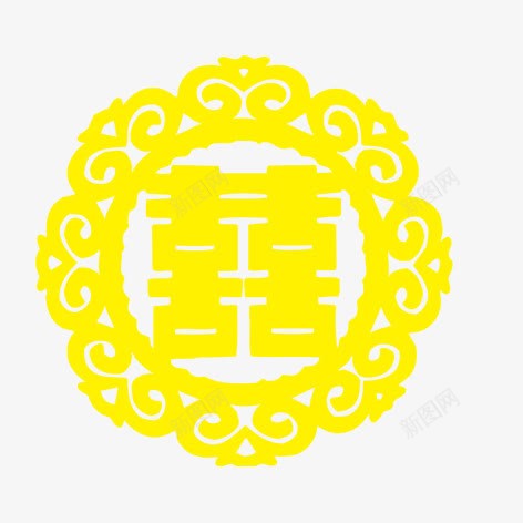 喜字png免抠素材_88icon https://88icon.com 剪纸 窗花 金色喜字