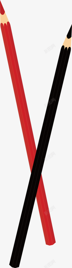 黑红色铅笔绘画元素矢量图素材